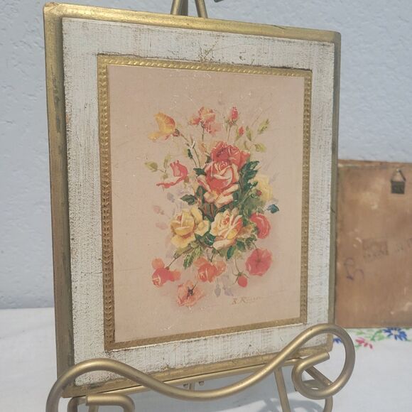 Vintage Florentine Gold Gilt Floral Wall Plaques Set of 3 MCM Made in Italy - Picture 9 of 16